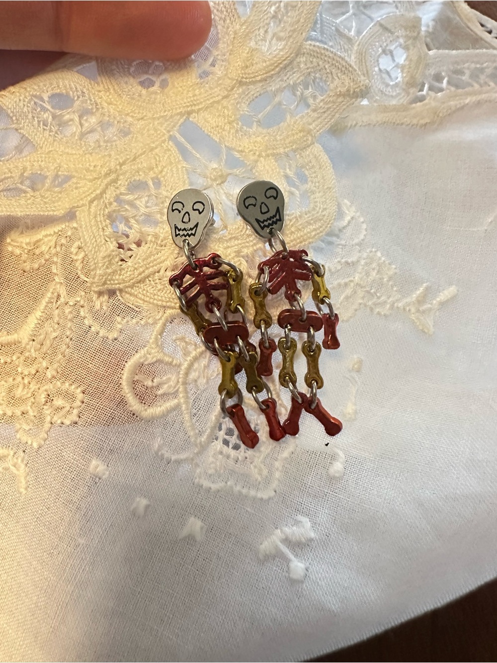Articulated Skeleton Earrings Halloween Dangle Post Back